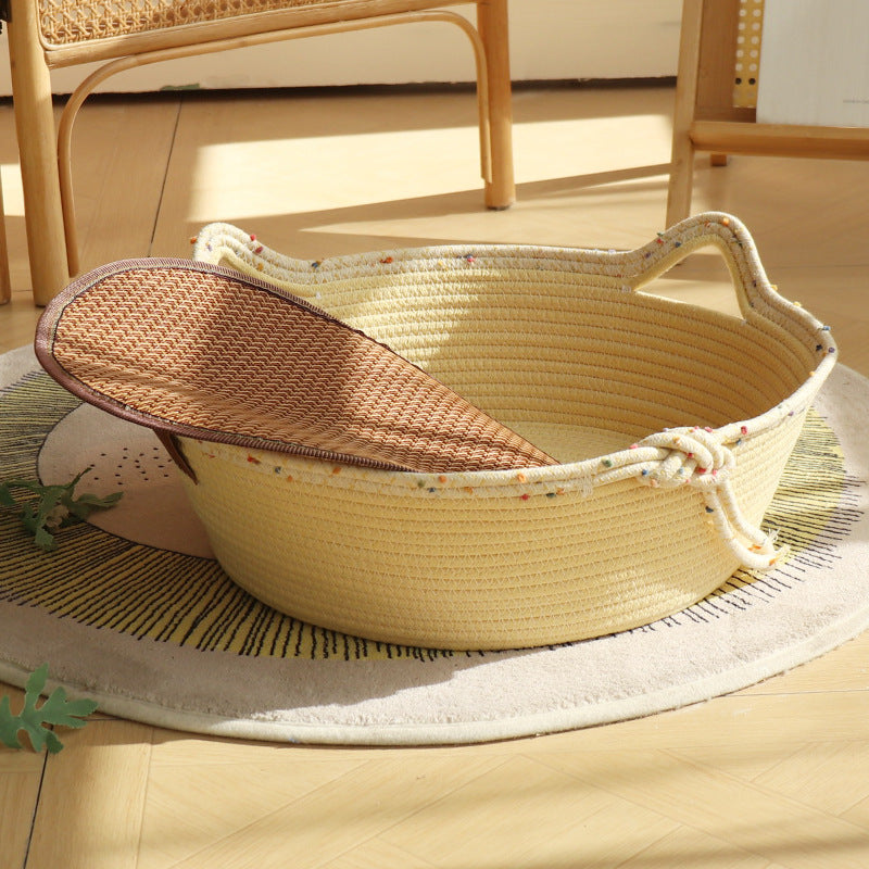 New Cotton Rope Cat Nest – Non-Stick Hair, Claw-Grinding, Universal Cozy Pet Bed