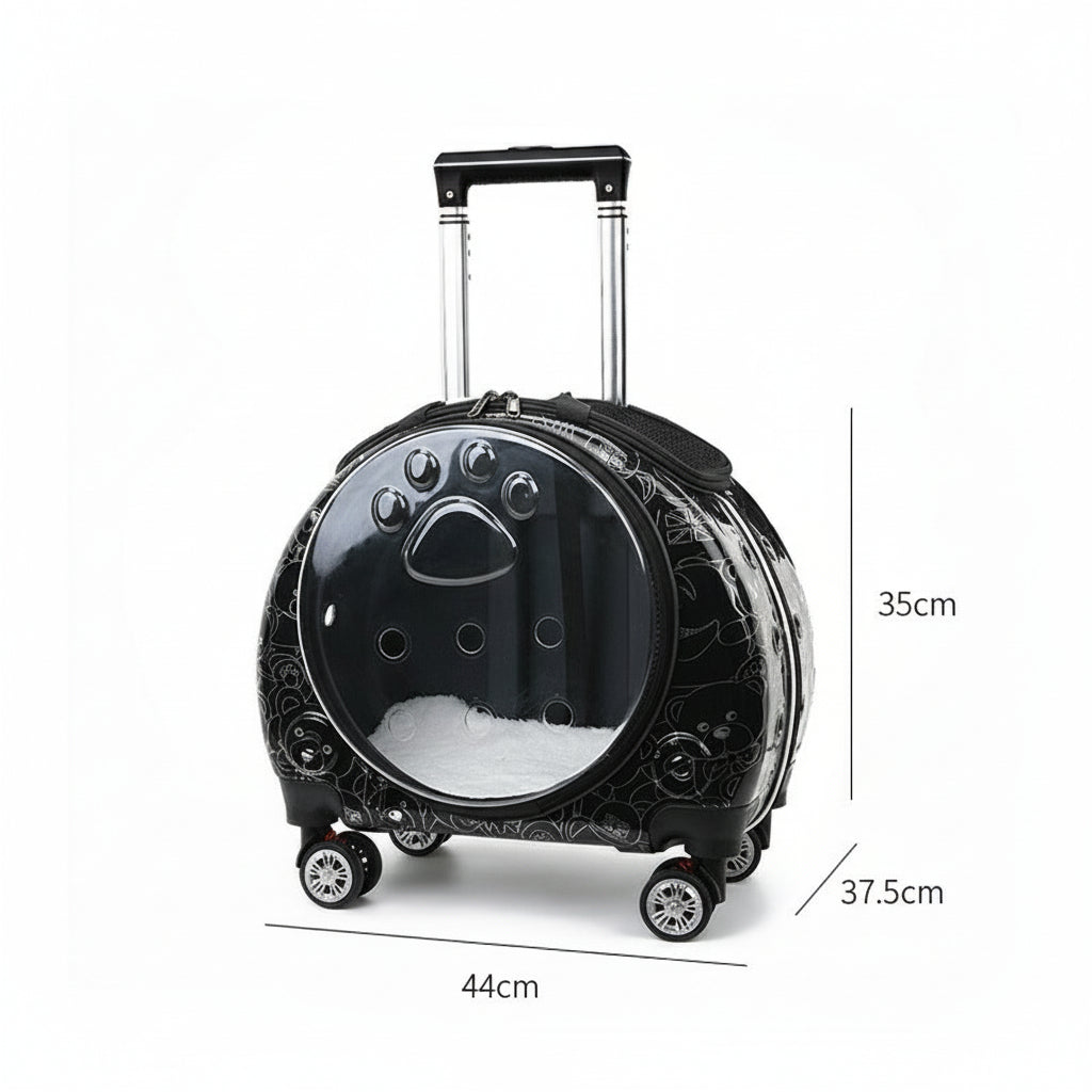 Small Pet Trolley Box – Transparent Breathable Backpack Carrier for Cats & Dogs