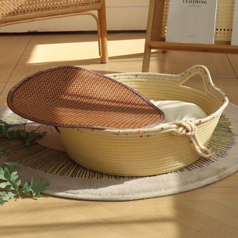 New Cotton Rope Cat Nest – Non-Stick Hair, Claw-Grinding, Universal Cozy Pet Bed