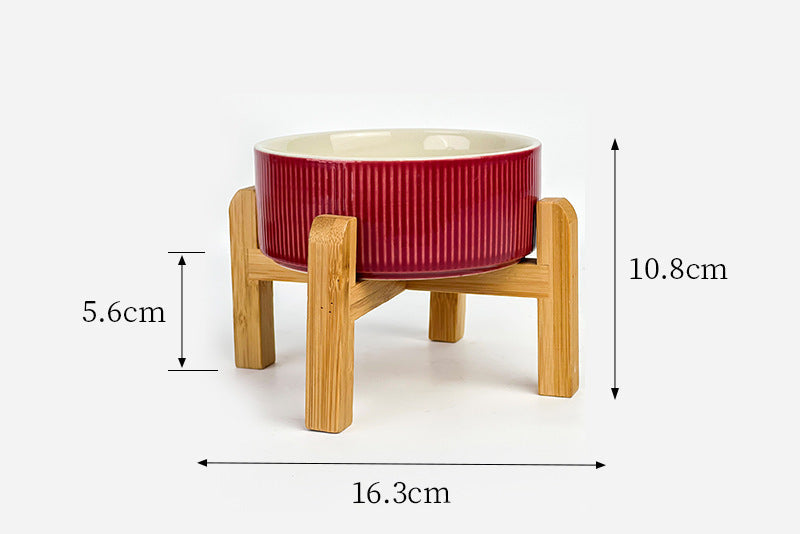 Creative Simple Style Vertical Pattern Straight Mouth Ceramic Bowl for Cats & Dogs