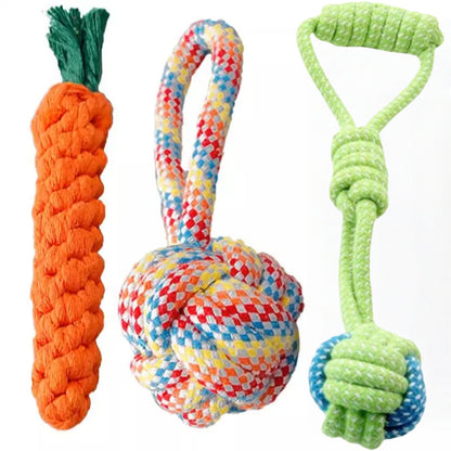 Durable Cotton Rope Dog Toy Ball – Teething & Bite-Resistant Knots for Small, Medium & Large Dogs