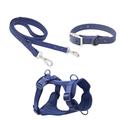 Cross-Border Dog Harness Set Size Dogs Collar Belt Pvc Non-Stretching Pet