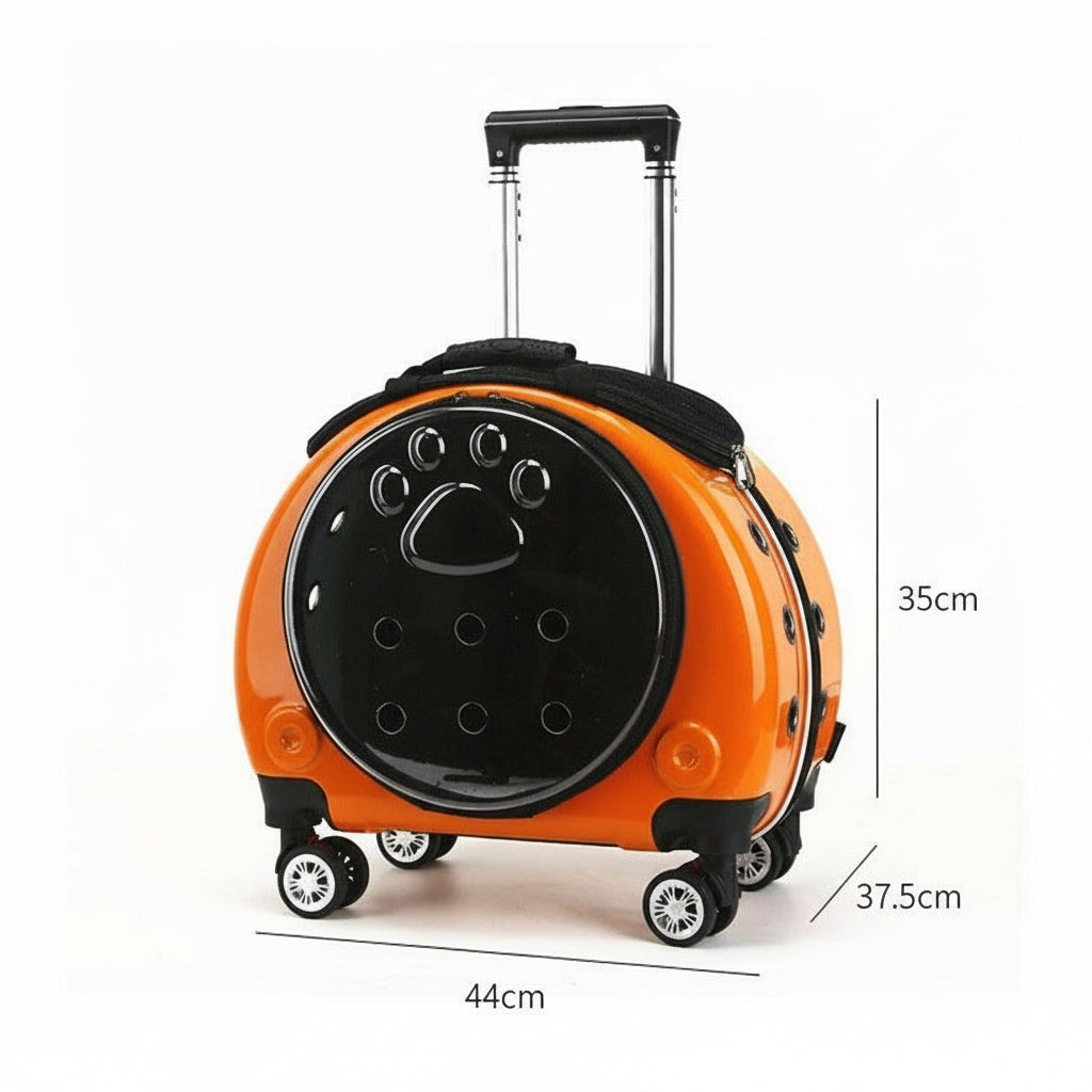 Small Pet Trolley Box – Transparent Breathable Backpack Carrier for Cats & Dogs