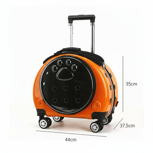 Small Pet Trolley Box – Transparent Breathable Backpack Carrier for Cats & Dogs