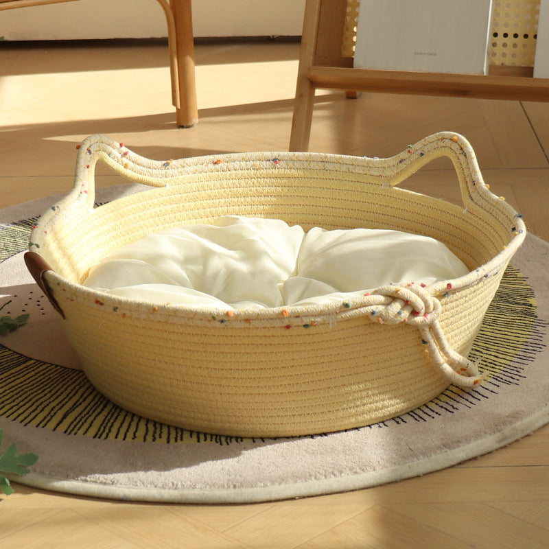 New Cotton Rope Cat Nest – Non-Stick Hair, Claw-Grinding, Universal Cozy Pet Bed