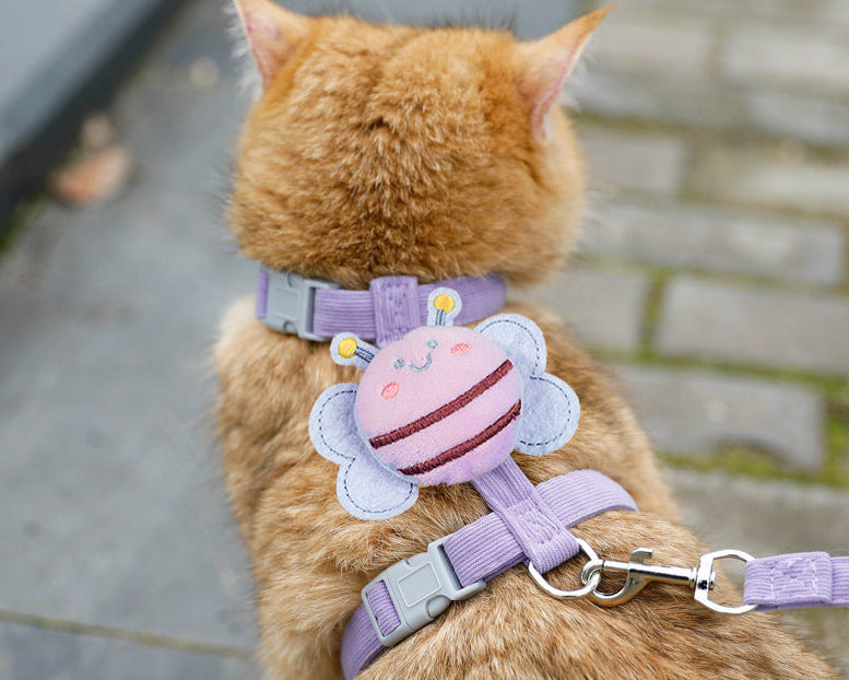 Cute Bee Cat Leash Set – Anti-Break I-Shaped Adjustable Harness for Cats & Puppies