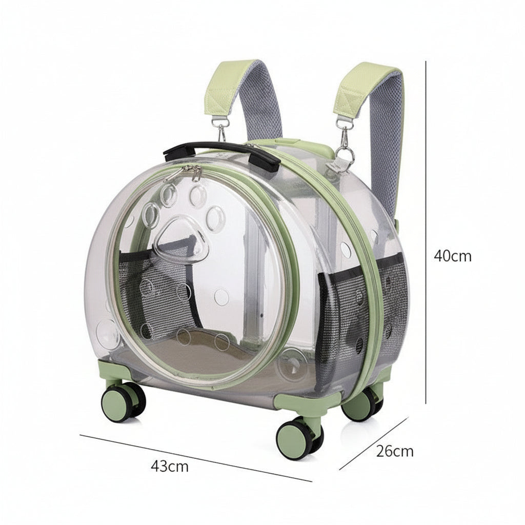 Small Pet Trolley Box – Transparent Breathable Cat & Dog Backpack Outing Carrier