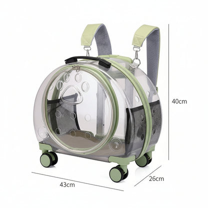 Small Pet Trolley Box – Transparent Breathable Cat & Dog Backpack Outing Carrier