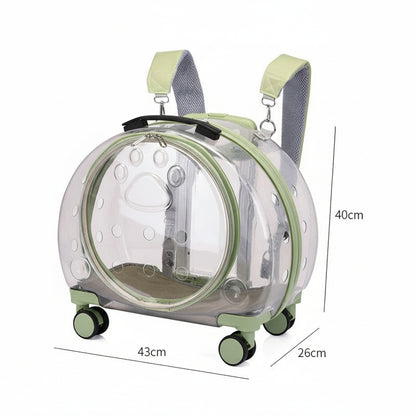 Small Pet Trolley Box – Transparent Breathable Cat & Dog Backpack Outing Carrier