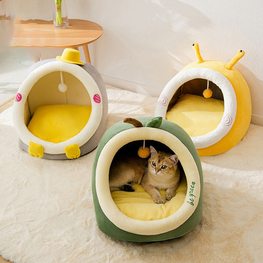 Cat Nest Autumn and Winter Semi-enclosed Teddy Kennel Cross border removable cat pet house create a description of this product