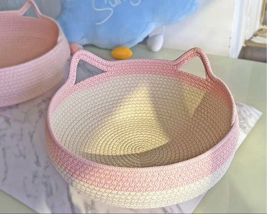 Cute Hand-Woven Cat Nest – Four Seasons Breathable Double Pet Basket