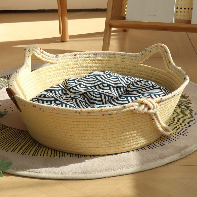 New Cotton Rope Cat Nest – Non-Stick Hair, Claw-Grinding, Universal Cozy Pet Bed