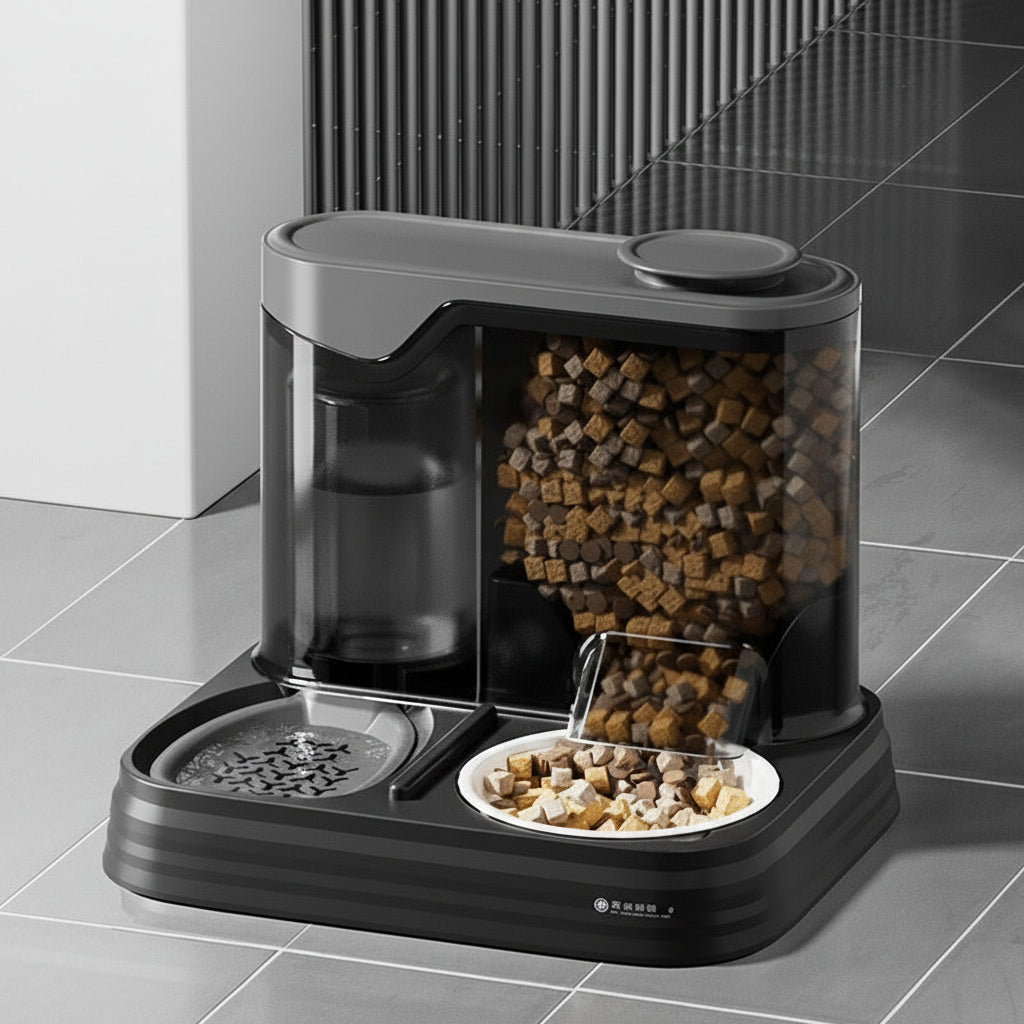 Automatic Cat Feeder & Water Dispenser | Unplugged Large Capacity Pet Feeding Station for Cats & Dogs