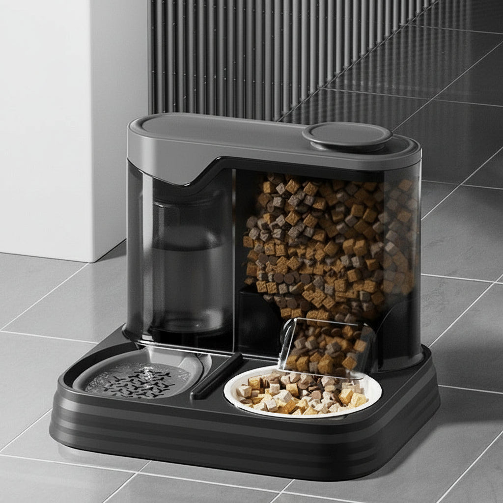 Automatic Cat Feeder & Water Dispenser | Unplugged Large Capacity Pet Feeding Station for Cats & Dogs