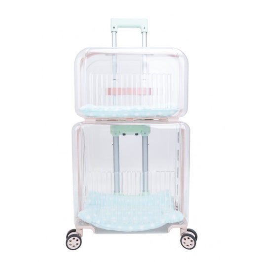 Portable Pet Trolley Case – Transparent Outgoing Travel Bag for Dogs & Cats