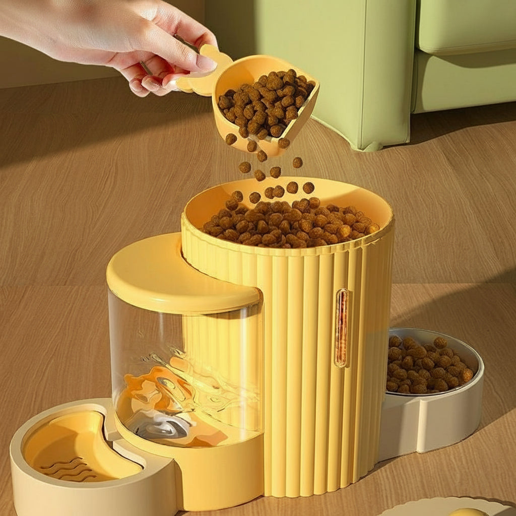 Automatic Cat Feeder & Water Dispenser | Large Capacity Flowing Water Bowl for Cats & Dogs