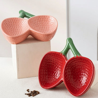 Ceramic Pet Bowl for Cats & Small Dogs | Double Anti-Knock Elevated Design | Oblique Cervical Protection Food & Water Feeder