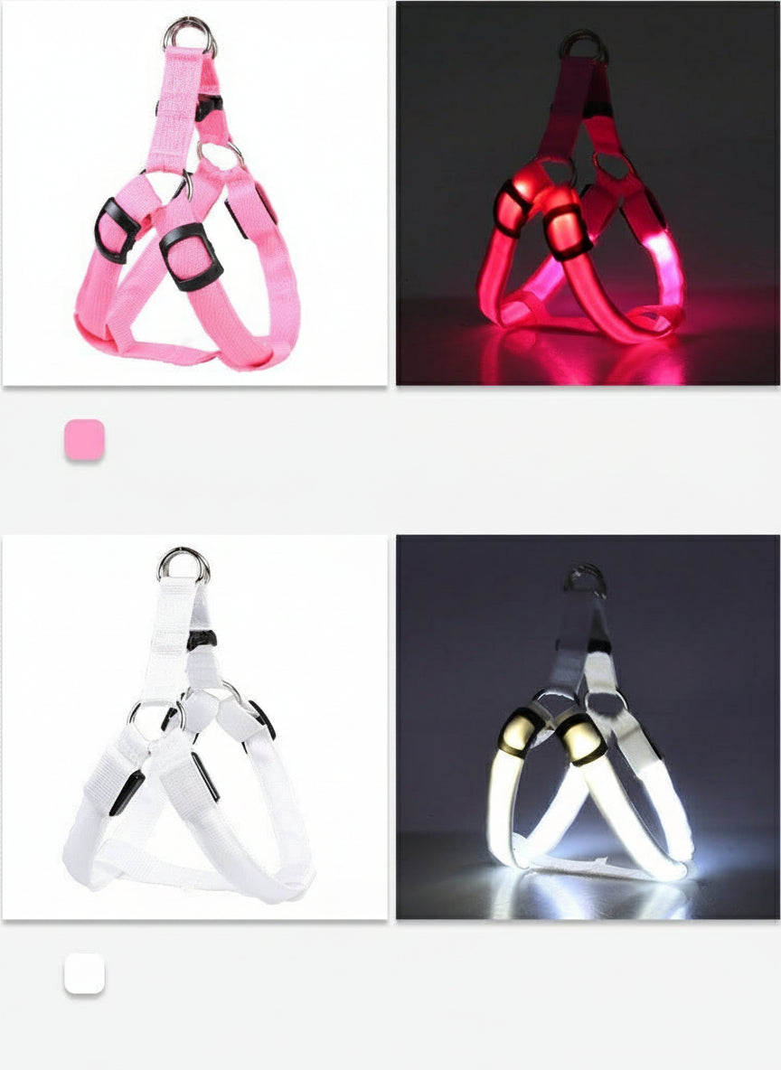 LED Luminous Dog Harness – Rechargeable Light-Up Chest Strap for Medium & Large Dogs | Night Safety Pet Harness
