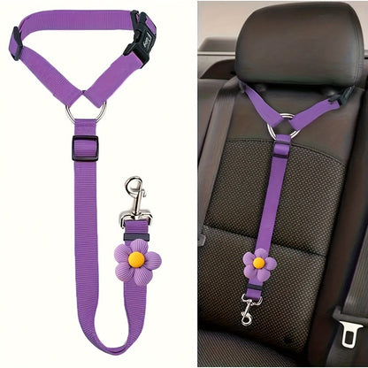 Car Safety Leash for Pets – Adjustable Retractable Dog & Cat Seat Belt with Headrest Attachment
