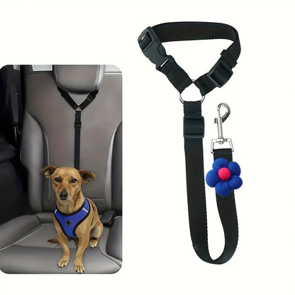 Car Safety Leash for Pets – Adjustable Retractable Dog & Cat Seat Belt with Headrest Attachment