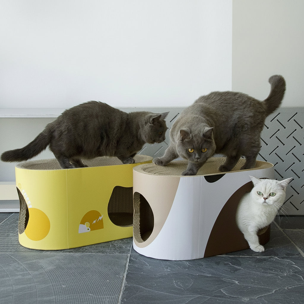 Double-Layer Cat Tunnel Scratch Nest – Wear-Resistant Large Cat Scratch Board & Cozy Cat Basin