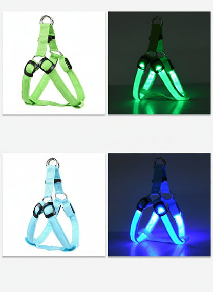 LED Luminous Dog Harness – Rechargeable Light-Up Chest Strap for Medium & Large Dogs | Night Safety Pet Harness