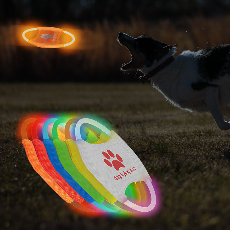 LED Rechargeable Luminous Dog Frisbee – Glow-in-the-Dark Pet Training Toy