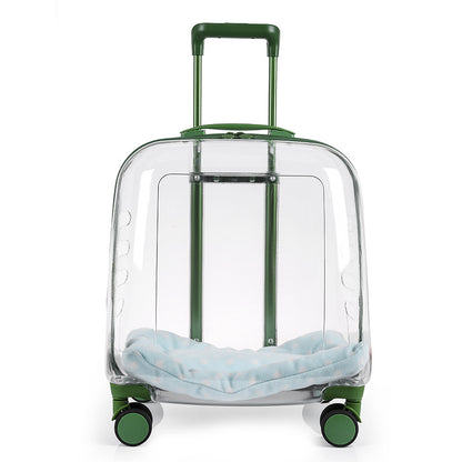 Portable Pet Trolley Case – Transparent Travel Space Bag for Dogs & Cats