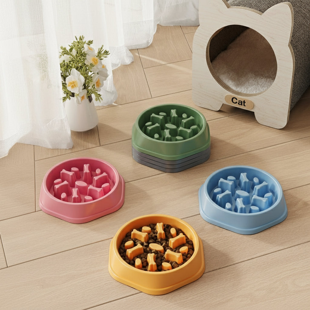 Non-Slip Slow Feeder Bowl for Cats & Dogs – Anti-Choke Design, Durable Pet Feeding Basin for Small Pets