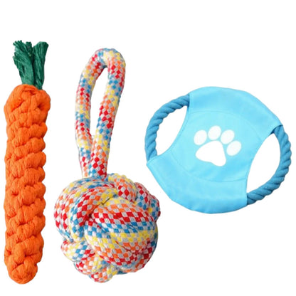 Durable Cotton Rope Dog Toy Ball – Teething & Bite-Resistant Knots for Small, Medium & Large Dogs
