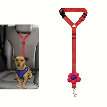 Car Safety Leash for Pets – Adjustable Retractable Dog & Cat Seat Belt with Headrest Attachment