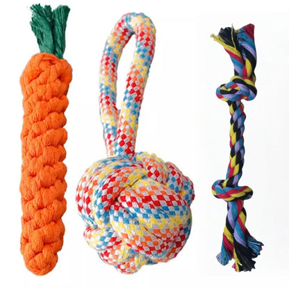 Durable Cotton Rope Dog Toy Ball – Teething & Bite-Resistant Knots for Small, Medium & Large Dogs
