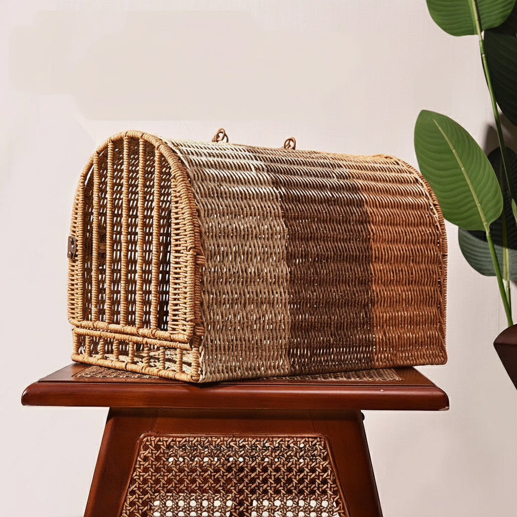 Portable Rattan Pet Travel Bag – Cat Nest, Cat Cage & Car/Flight Dog Carrier