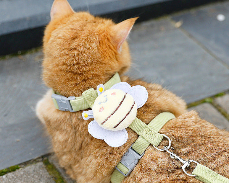 Cute Bee Cat Leash Set – Anti-Break I-Shaped Adjustable Harness for Cats & Puppies