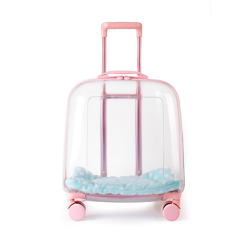 Portable Pet Trolley Case – Transparent Travel Space Bag for Dogs & Cats