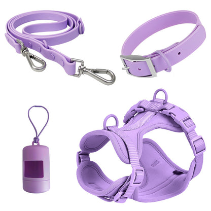 Cross-Border Dog Harness Set Size Dogs Collar Belt Pvc Non-Stretching Pet