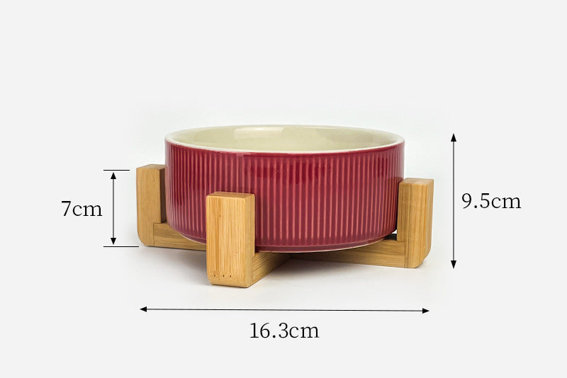 Creative Simple Style Vertical Pattern Straight Mouth Ceramic Bowl for Cats & Dogs