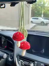 Crochet Red Mushroom Car Charm